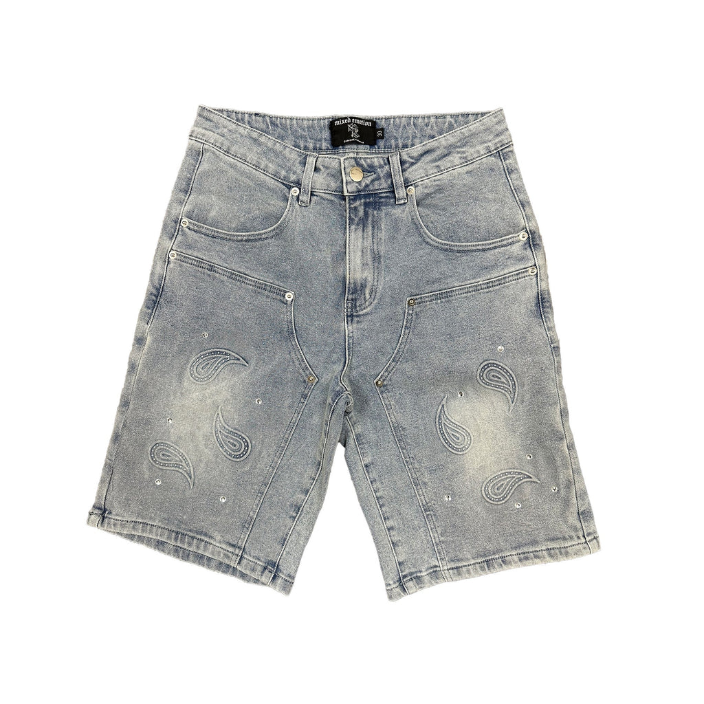 Paisley Denim Blue Shorts
