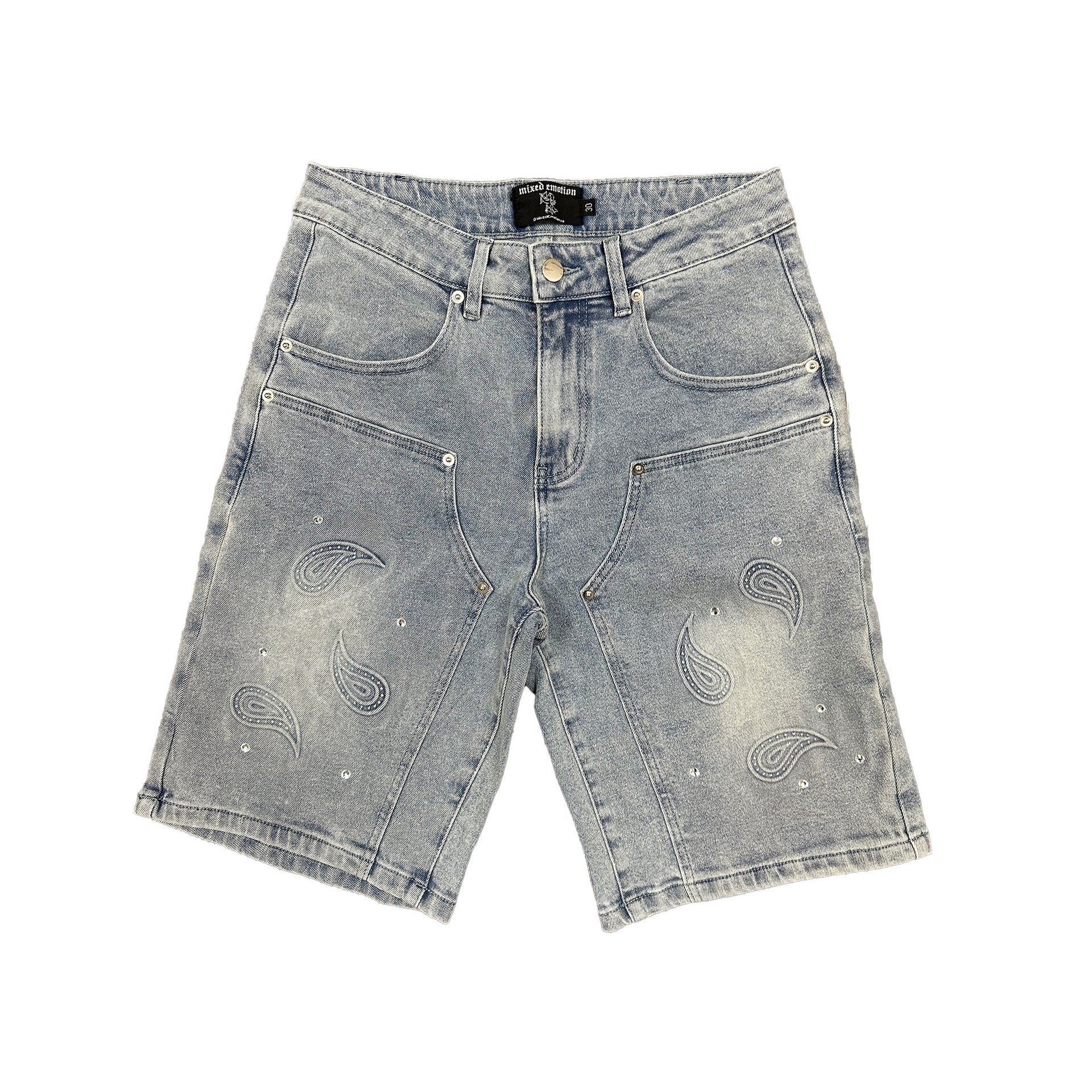 Paisley Denim Blue Shorts
