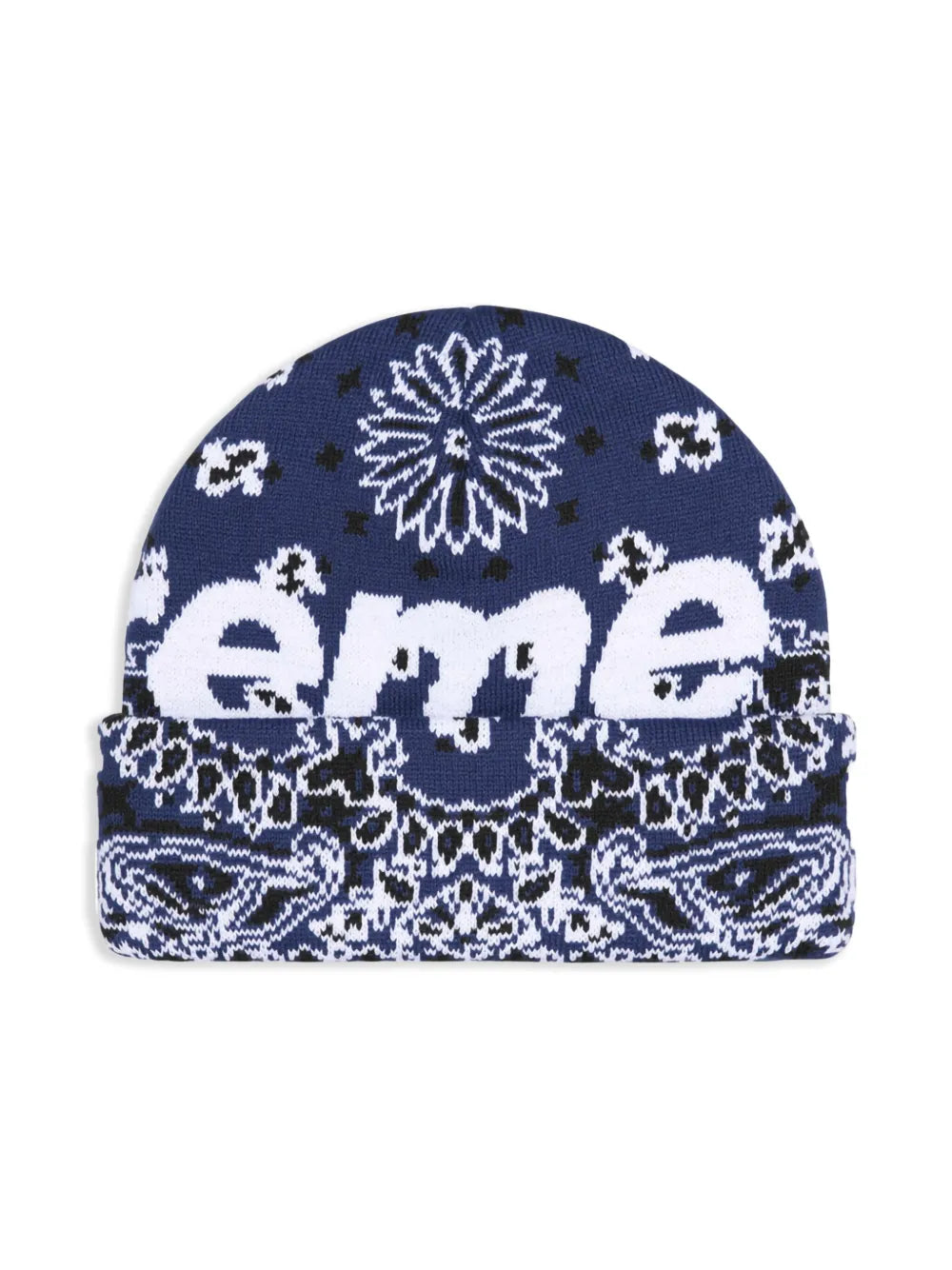 bandana-print beanie hat