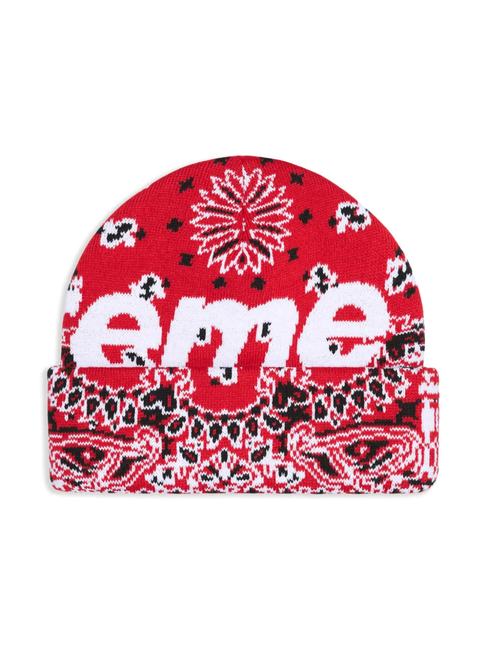 bandana-print beanie hat