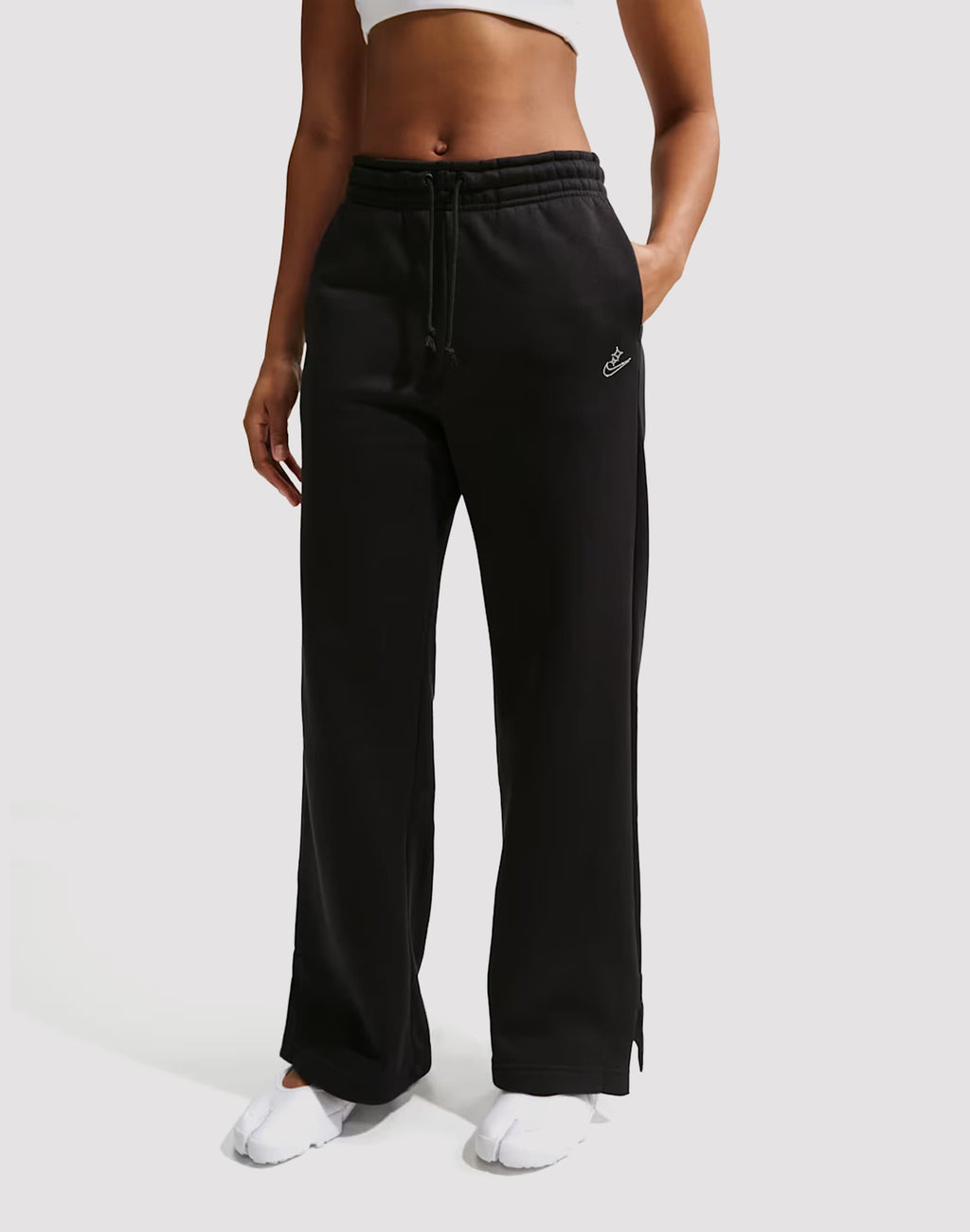NIKE PHOENIX FLEECE HIGH-RISE WIDE-LEG SWEATPANTS BLACK MUJER