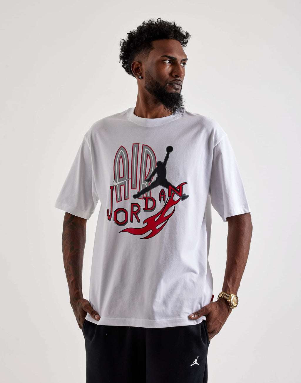 JORDAN AIR FLAMES GRAPHIC TEE WHITE