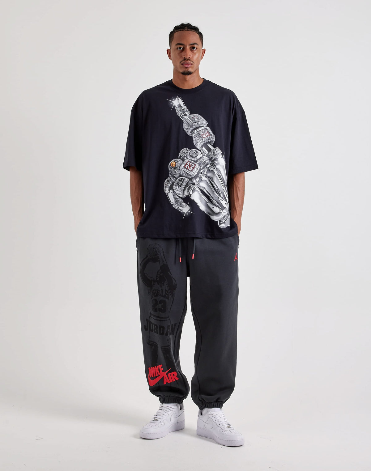 JORDAN BROOKLYN FLEECE CUFF PANTS BLACK