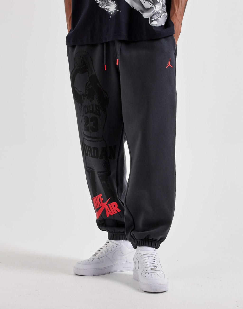 JORDAN BROOKLYN FLEECE CUFF PANTS BLACK