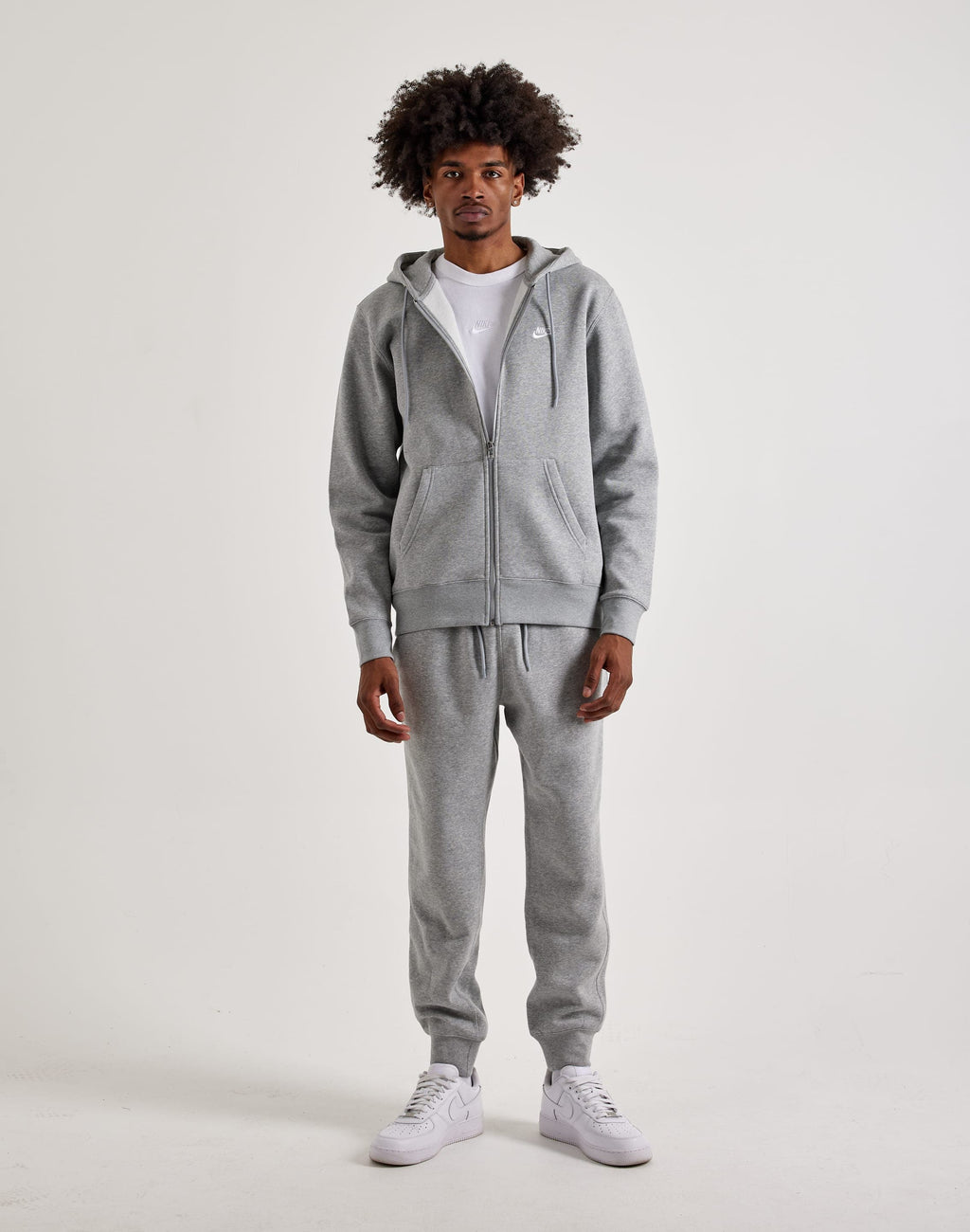 NIKE CLUB FULL-ZIP FLEECE HOODIE GREY