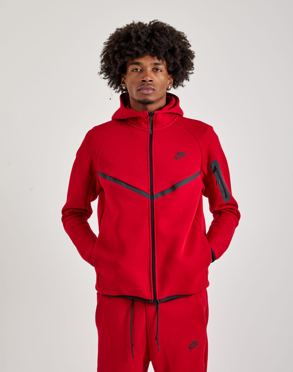 NIKE TECH FLEECE WINDRUNNER FULL-ZIP HOODIE RED