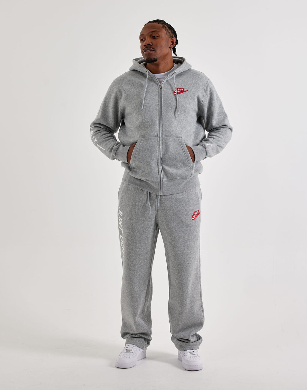 NIKE CLUB FLEECE FULL-ZIP HOODIE GREY