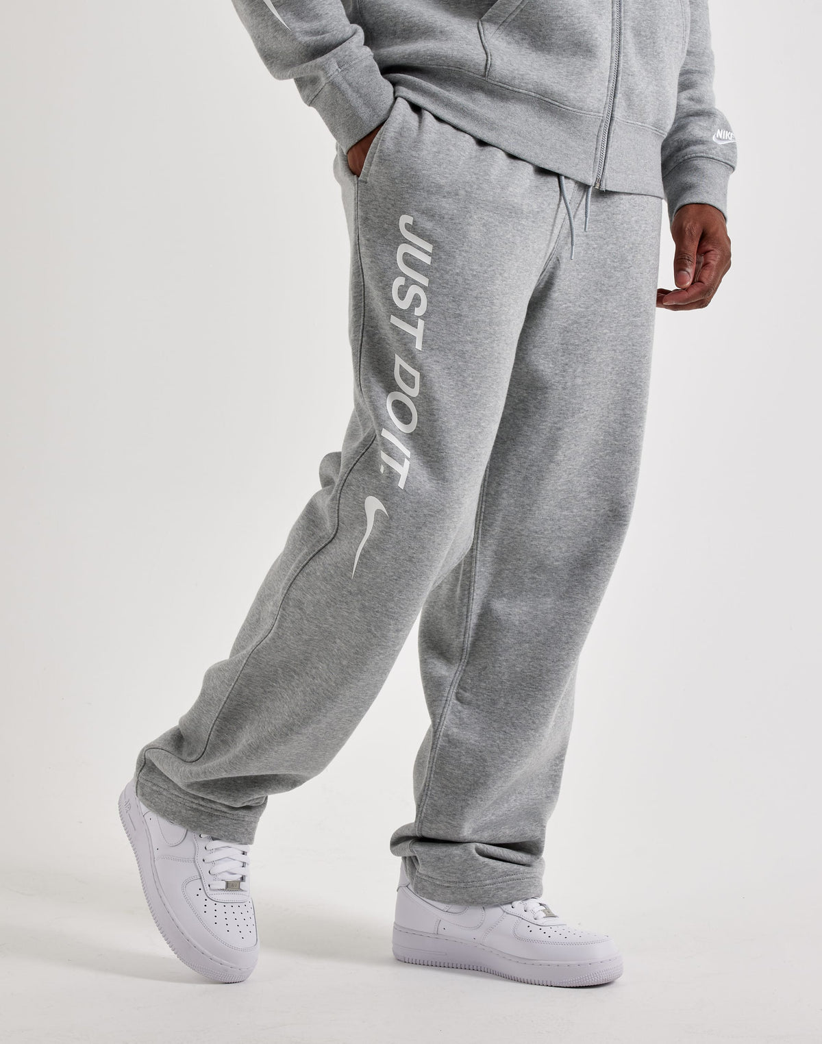 NIKE CLUB FLEECE OPEN-HEM PANTS GREY