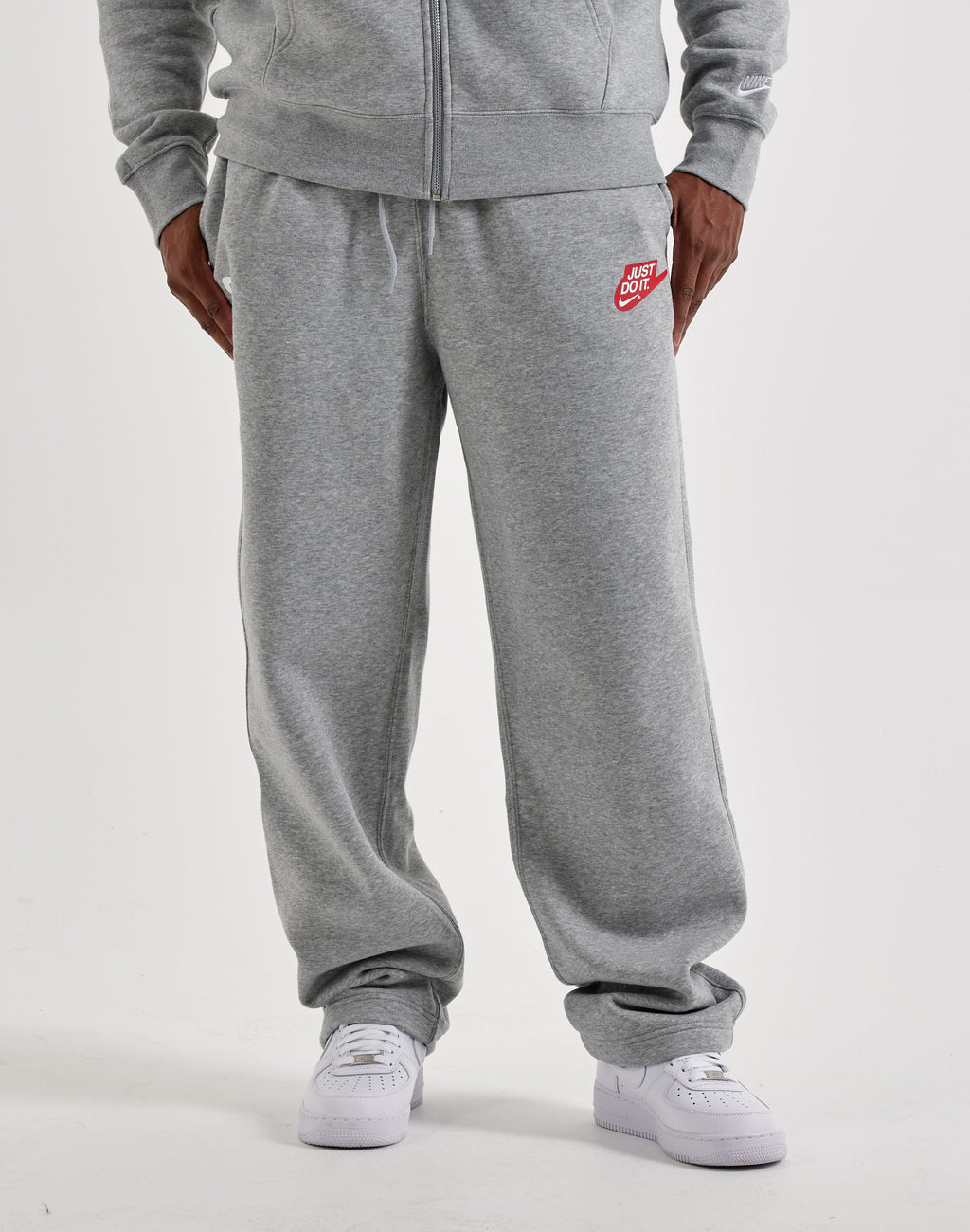 NIKE CLUB FLEECE OPEN-HEM PANTS GREY
