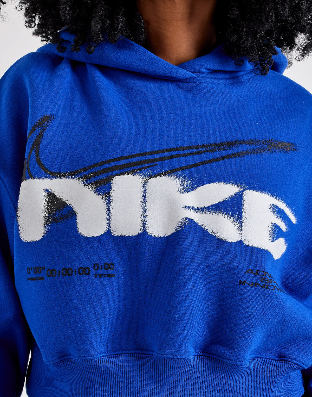 Nike Cropped Graphic Pullover Hoodie Blue Mujer